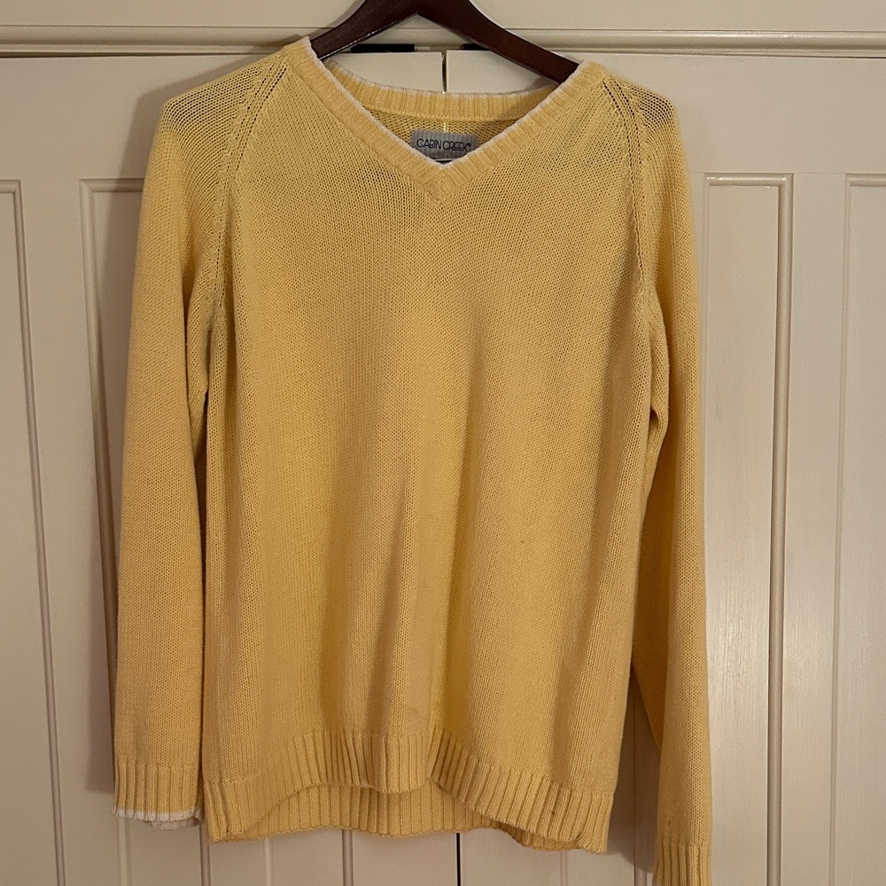 Cabin Creek V-Neck Sweater in Soft Yellow